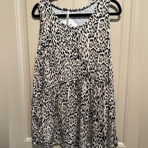 Mittoshop Black and White Leopard Print Tank Top - 2x